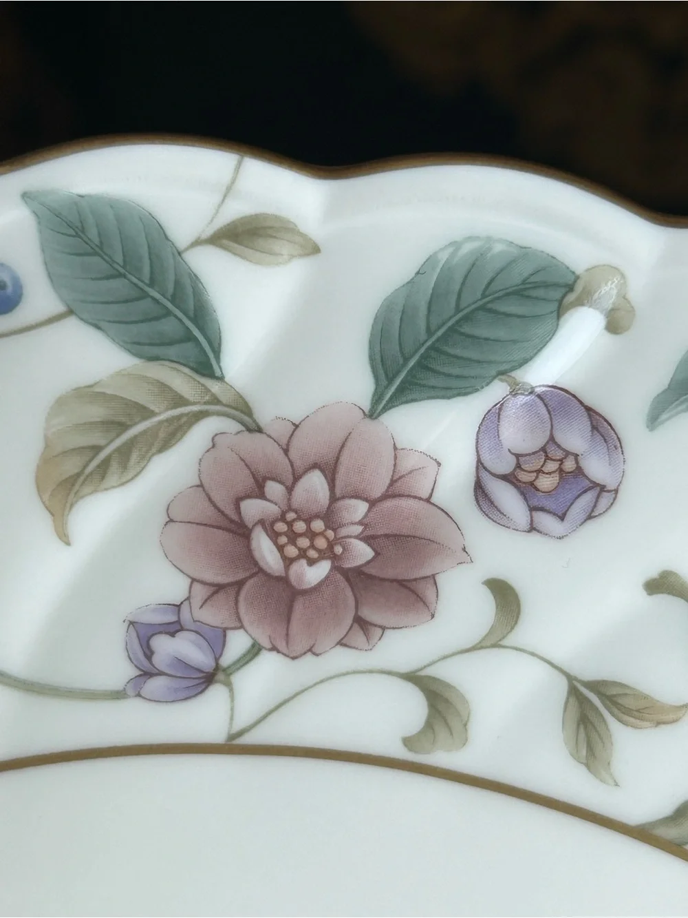 NORITAKE LA PRADA 4703 Bone China 9” Round Vegetable Bowl Gold Cream Floral